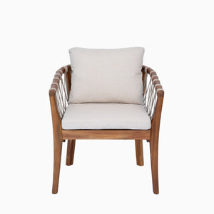 English Elm Outdoor Acacia Wood Bistro Chair Set with Rope Weave Seats and Cushioned Patio Comfort N762P411561D