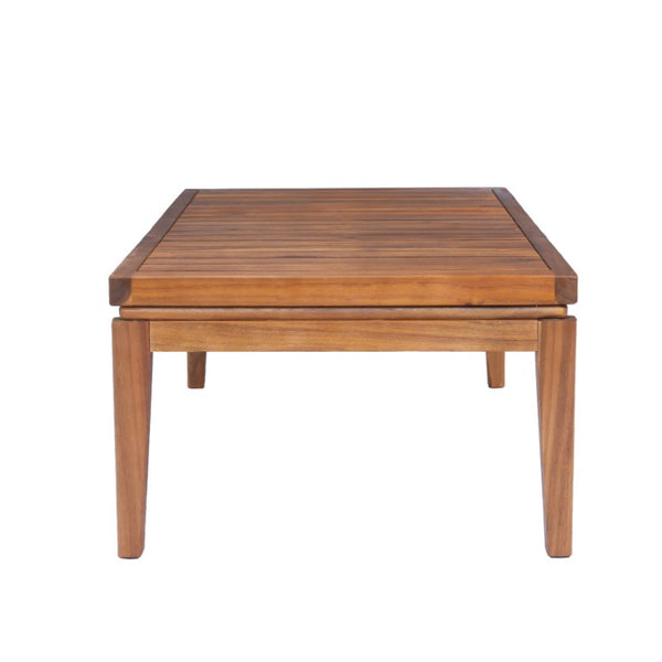 English Elm Stella Outdoor Acacia Wood Coffee Table Slatted Teak Finish Patio Lounge Accent N762P411700D