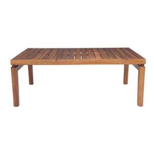 English Elm Stella Outdoor Acacia Wood Coffee Table Slatted Teak Finish Patio Lounge Accent N762P411700D
