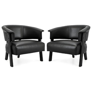English Elm Faux Leather Wingback Armchair Set of Two with Rubberwood Legs for Living Room N762P412983B2