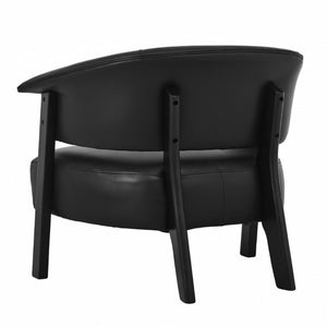 English Elm Faux Leather Wingback Chair Wraparound Silhouette Rubberwood Legs Bedroom Accent Seat N762P412983B