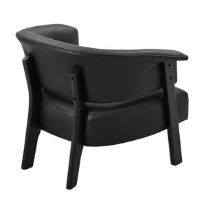 English Elm Faux Leather Wingback Chair Wraparound Silhouette Rubberwood Legs Bedroom Accent Seat N762P412983B
