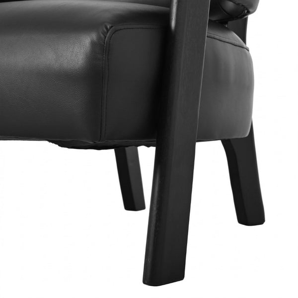 English Elm Faux Leather Wingback Chair Wraparound Silhouette Rubberwood Legs Bedroom Accent Seat N762P412983B