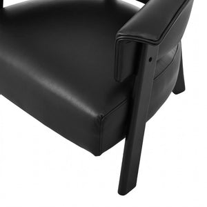 English Elm Faux Leather Wingback Chair Wraparound Silhouette Rubberwood Legs Bedroom Accent Seat N762P412983B