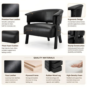 English Elm Faux Leather Wingback Chair Wraparound Silhouette Rubberwood Legs Bedroom Accent Seat N762P412983B