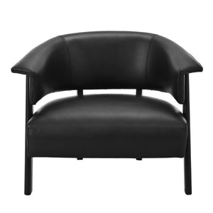 English Elm Faux Leather Wingback Chair Wraparound Silhouette Rubberwood Legs Bedroom Accent Seat N762P412983B