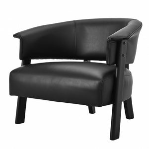 English Elm Faux Leather Wingback Chair Wraparound Silhouette Rubberwood Legs Bedroom Accent Seat N762P412983B