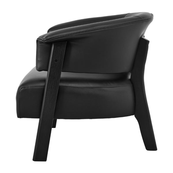 English Elm Faux Leather Wingback Chair Wraparound Silhouette Rubberwood Legs Bedroom Accent Seat N762P412983B