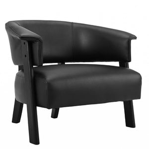 English Elm Faux Leather Wingback Chair Wraparound Silhouette Rubberwood Legs Bedroom Accent Seat N762P412983B