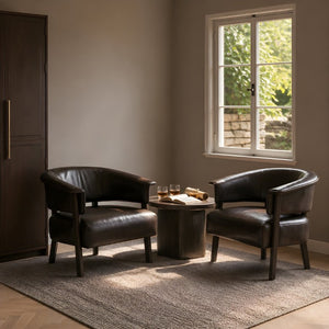 English Elm Faux Leather Wingback Club Chair Set of Two with Rubberwood Legs for Living Room N762P412983D2