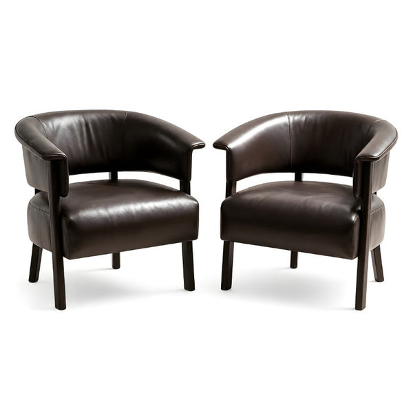 English Elm Faux Leather Wingback Club Chair Set of Two with Rubberwood Legs for Living Room N762P412983D2