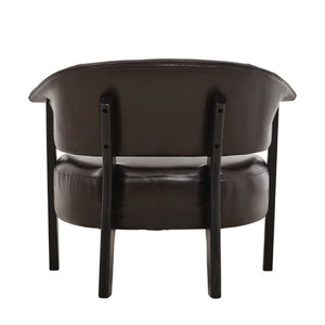 English Elm Faux Leather Wingback Armchair with Rubberwood Legs for Bedroom or Living Room N762P412983D