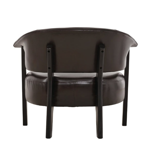 English Elm Faux Leather Wingback Armchair with Rubberwood Legs for Bedroom or Living Room N762P412983D