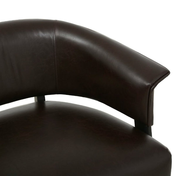 English Elm Faux Leather Wingback Armchair with Rubberwood Legs for Bedroom or Living Room N762P412983D