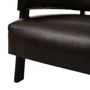 English Elm Faux Leather Wingback Armchair with Rubberwood Legs for Bedroom or Living Room N762P412983D