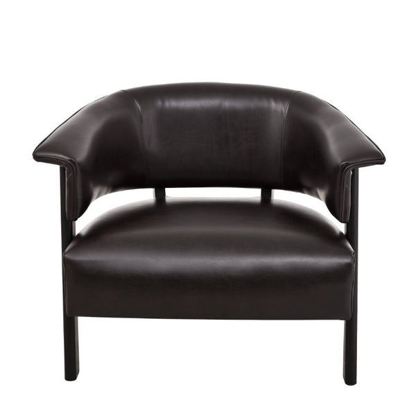 English Elm Faux Leather Wingback Armchair with Rubberwood Legs for Bedroom or Living Room N762P412983D