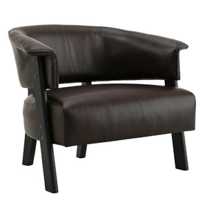 English Elm Faux Leather Wingback Armchair with Rubberwood Legs for Bedroom or Living Room N762P412983D