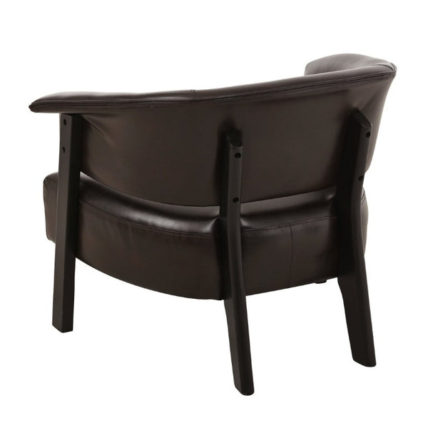 English Elm Faux Leather Wingback Armchair with Rubberwood Legs for Bedroom or Living Room N762P412983D