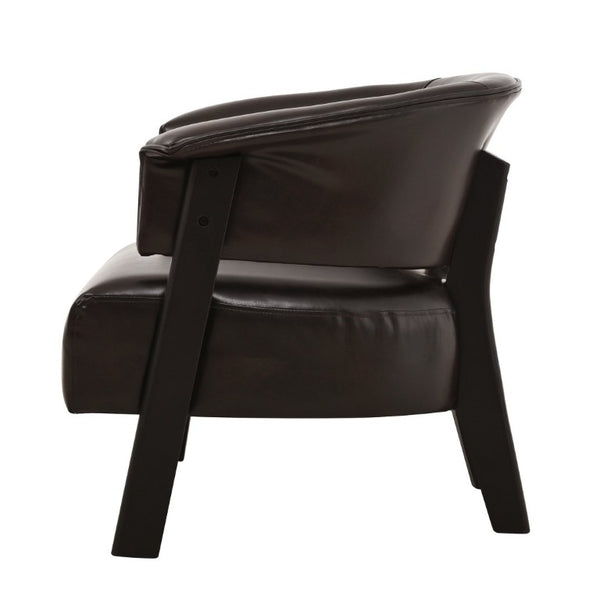 English Elm Faux Leather Wingback Armchair with Rubberwood Legs for Bedroom or Living Room N762P412983D