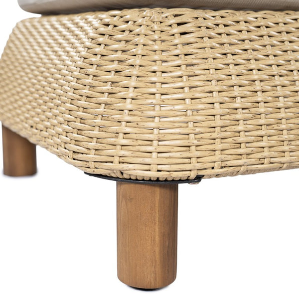 English Elm Adjustable Wicker Outdoor Chaise Lounge with Acacia Frame and Plush Cushion for Patio Beige+Natural Single N762P428248N