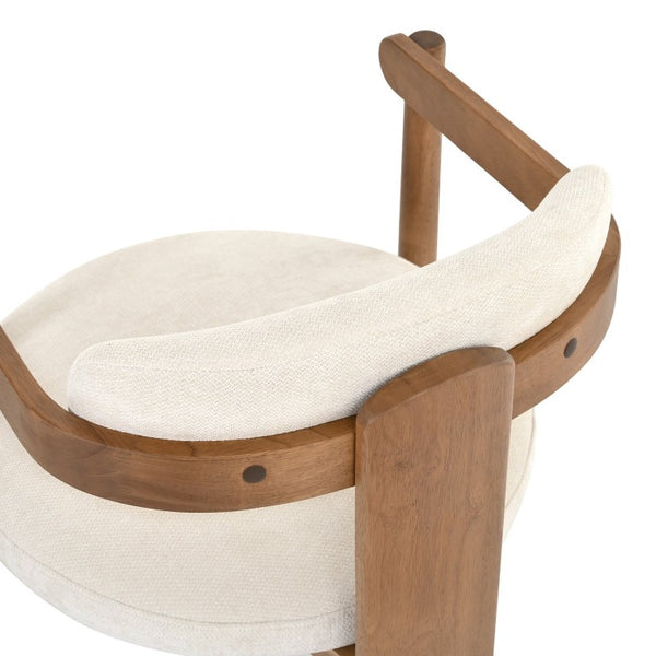 English Elm Set of 2 Mid-Century Arm Chairs with Linen Seat and Rubberwood Legs for Dining 25.2 L x 25.2 W x 30.71 H N762P446221D