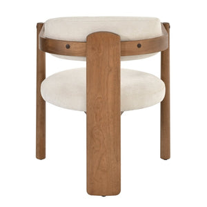 English Elm Set of 2 Mid-Century Arm Chairs with Linen Seat and Rubberwood Legs for Dining 25.2 L x 25.2 W x 30.71 H N762P446221D