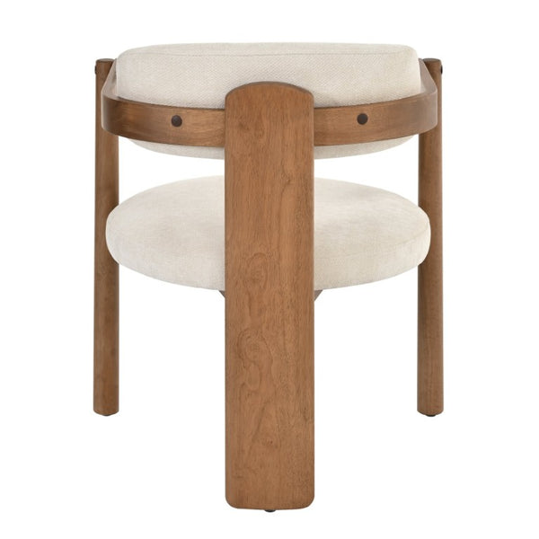 English Elm Set of 2 Mid-Century Arm Chairs with Linen Seat and Rubberwood Legs for Dining 25.2 L x 25.2 W x 30.71 H N762P446221D