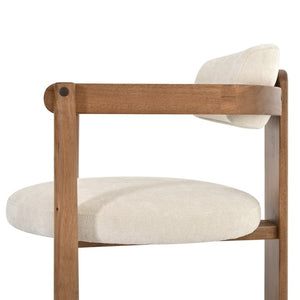 English Elm Set of 2 Mid-Century Arm Chairs with Linen Seat and Rubberwood Legs for Dining 25.2 L x 25.2 W x 30.71 H N762P446221D