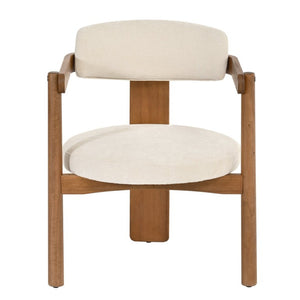 English Elm Set of 2 Mid-Century Arm Chairs with Linen Seat and Rubberwood Legs for Dining 25.2 L x 25.2 W x 30.71 H N762P446221D