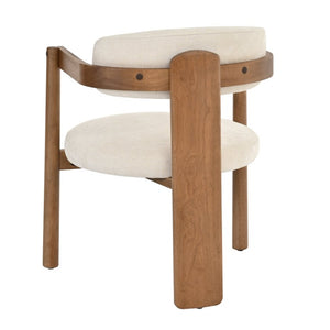 English Elm Set of 2 Mid-Century Arm Chairs with Linen Seat and Rubberwood Legs for Dining 25.2 L x 25.2 W x 30.71 H N762P446221D