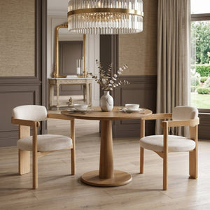 English Elm Modern Mid-Century Arm Dining Chairs Set of 2 Rubberwood Linen Upholstered Seating N762P446221N