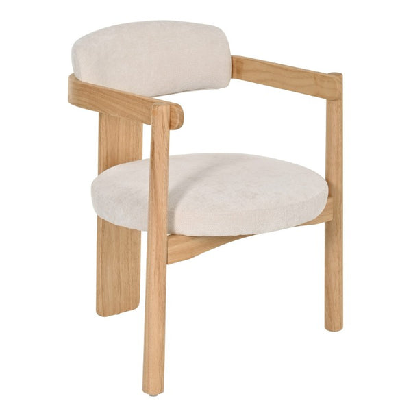 English Elm Modern Mid-Century Arm Dining Chairs Set of 2 Rubberwood Linen Upholstered Seating N762P446221N