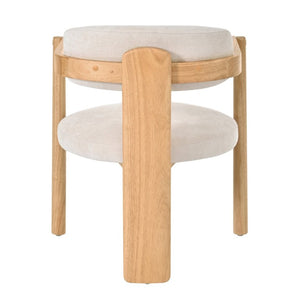 English Elm Modern Mid-Century Arm Dining Chairs Set of 2 Rubberwood Linen Upholstered Seating N762P446221N