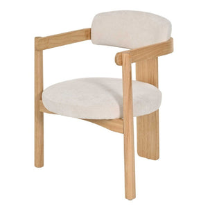 English Elm Modern Mid-Century Arm Dining Chairs Set of 2 Rubberwood Linen Upholstered Seating N762P446221N