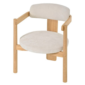English Elm Modern Mid-Century Arm Dining Chairs Set of 2 Rubberwood Linen Upholstered Seating N762P446221N