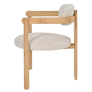 English Elm Modern Mid-Century Arm Dining Chairs Set of 2 Rubberwood Linen Upholstered Seating N762P446221N