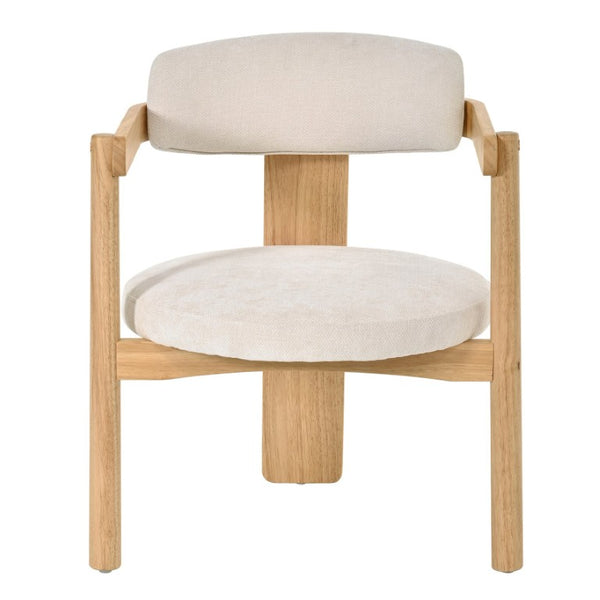 English Elm Modern Mid-Century Arm Dining Chairs Set of 2 Rubberwood Linen Upholstered Seating N762P446221N
