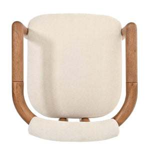 English Elm Set of 2 Mid-Century Arm Chairs with Linen Seat and Rubberwood Legs for Dining 25 L x 25.98 W x 29.92 H N762P446251D