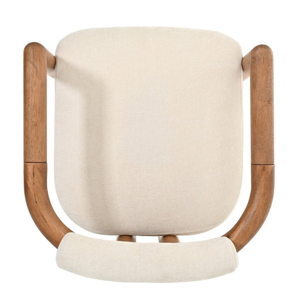 English Elm Set of 2 Mid-Century Arm Chairs with Linen Seat and Rubberwood Legs for Dining 25 L x 25.98 W x 29.92 H N762P446251D