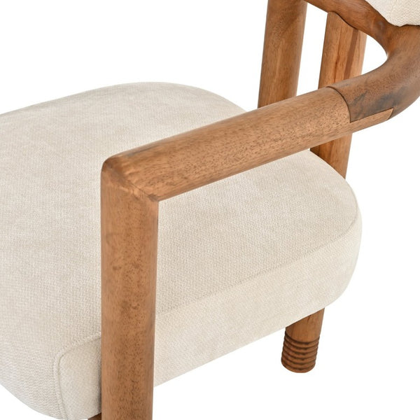 English Elm Set of 2 Mid-Century Arm Chairs with Linen Seat and Rubberwood Legs for Dining 25 L x 25.98 W x 29.92 H N762P446251D