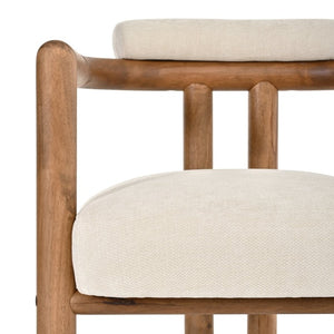 English Elm Set of 2 Mid-Century Arm Chairs with Linen Seat and Rubberwood Legs for Dining 25 L x 25.98 W x 29.92 H N762P446251D