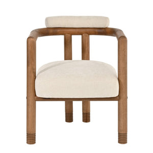 English Elm Set of 2 Mid-Century Arm Chairs with Linen Seat and Rubberwood Legs for Dining 25 L x 25.98 W x 29.92 H N762P446251D