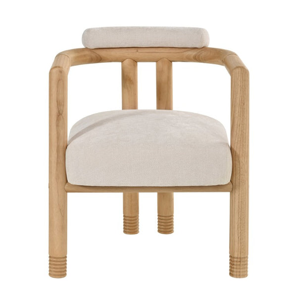English Elm Modern Mid-Century Accent Chair Set of 2 Rubberwood Frame with Beige Fabric Seat N762P446251N
