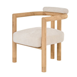 English Elm Modern Mid-Century Accent Chair Set of 2 Rubberwood Frame with Beige Fabric Seat N762P446251N