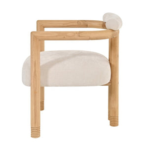 English Elm Modern Mid-Century Accent Chair Set of 2 Rubberwood Frame with Beige Fabric Seat N762P446251N