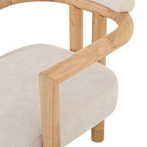 English Elm Modern Mid-Century Accent Chair Set of 2 Rubberwood Frame with Beige Fabric Seat N762P446251N