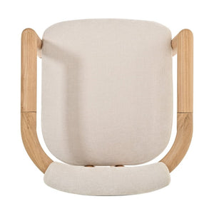 English Elm Modern Mid-Century Accent Chair Set of 2 Rubberwood Frame with Beige Fabric Seat N762P446251N