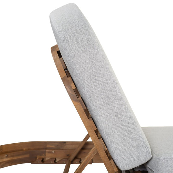 English Elm Outdoor Acacia Wood Dining Chairs Slatted Backrest Teak Finish Resort Style Patio Set Chaise Lounge Single Light Gray + Teak N762P446646E