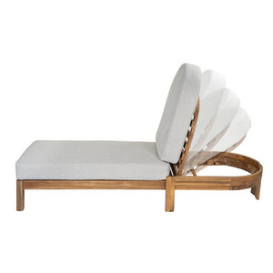 English Elm Outdoor Acacia Wood Dining Chairs Slatted Backrest Teak Finish Resort Style Patio Set Chaise Lounge Single Light Gray + Teak N762P446646E