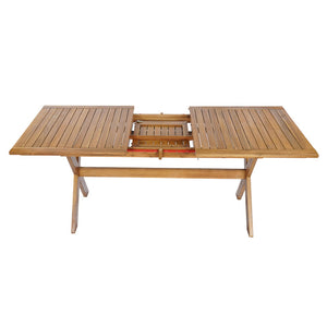 English Elm 60"-76" Acacia Wood Outdoor Extendable Dining Table Teak Finish Seats 4 to 6 N762P455523D